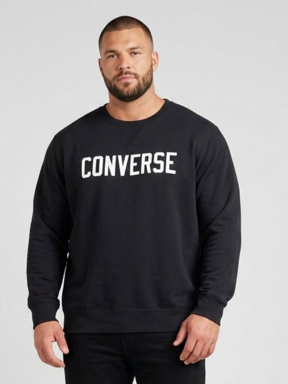 Converse Sweatshirt XXL Pullover Black Crewneck with White Logo Black unisex